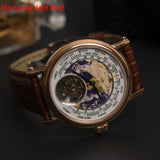 Real seagull Tourbillon Watch Men Mechanical Movement Luxury Brand Earth Dial Alligator Leather Men's Wristwatch Reloj Hombre