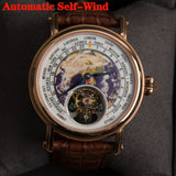 Real seagull Tourbillon Watch Men Mechanical Movement Luxury Brand Earth Dial Alligator Leather Men's Wristwatch Reloj Hombre