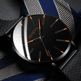 Minimalist Men's Fashion Slim Watch Simple Men's Business Stainless Steel Mesh Quartz Watch Relogio Masculino