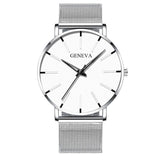 Minimalist Men's Fashion Slim Watch Simple Men's Business Stainless Steel Mesh Quartz Watch Relogio Masculino