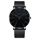 Minimalist Men's Fashion Slim Watch Simple Men's Business Stainless Steel Mesh Quartz Watch Relogio Masculino