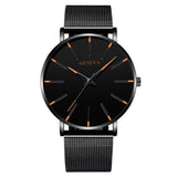 Minimalist Men's Fashion Slim Watch Simple Men's Business Stainless Steel Mesh Quartz Watch Relogio Masculino