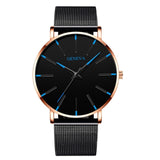 Minimalist Men's Fashion Slim Watch Simple Men's Business Stainless Steel Mesh Quartz Watch Relogio Masculino